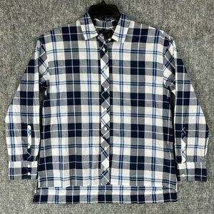 J Crew Shirt Womens Small Plaid Loose Fit Button Up Step Hem Business Career